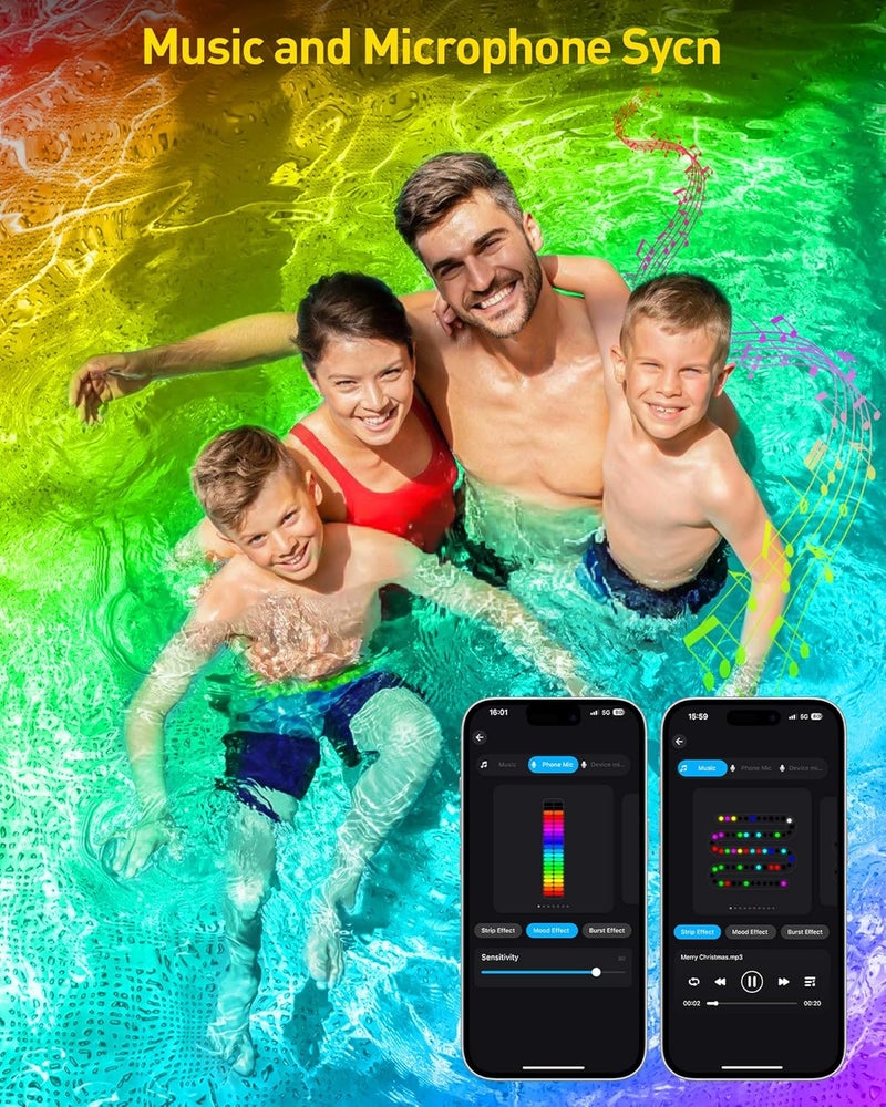 T-SUN Colored Pond Lights, Bright LED Underwater Pond Light Submersible Fountain Lights APP and Remote Control,Dimmable,Timer, IP68 Waterproof Fish Tank Light for Aquarium Fountain Garden (4-Head) - Image 5
